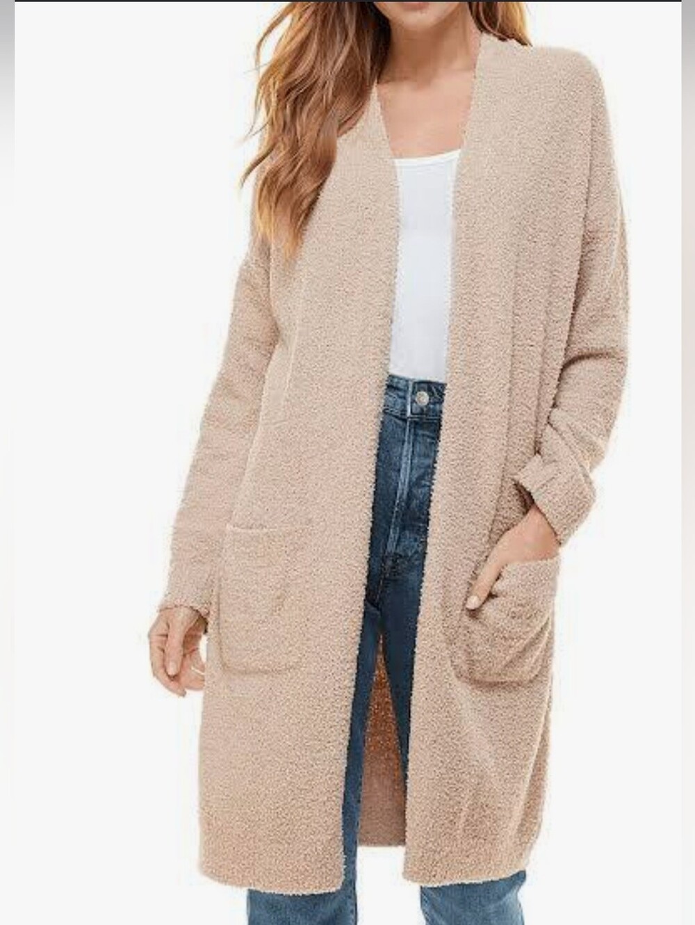 cupcakes & cashmere Women's Cream Hooded Open-Front Cardigan ~ Size XL